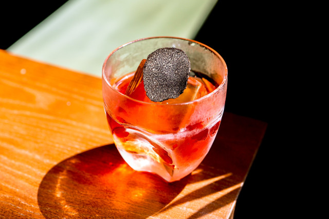 negroni topped with shaved truffle at fenchurch