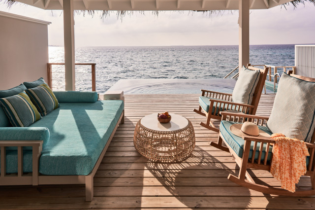 The deck in the overwater pool villa 