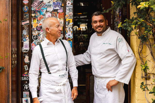 two men stood outside shoreditch restaurant