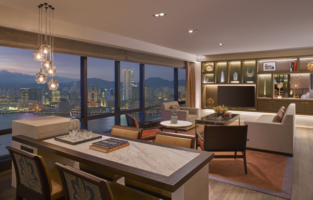 hotel suite with skyline views