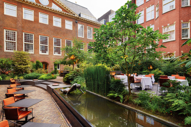 garden terrace at hotel in amsterdam