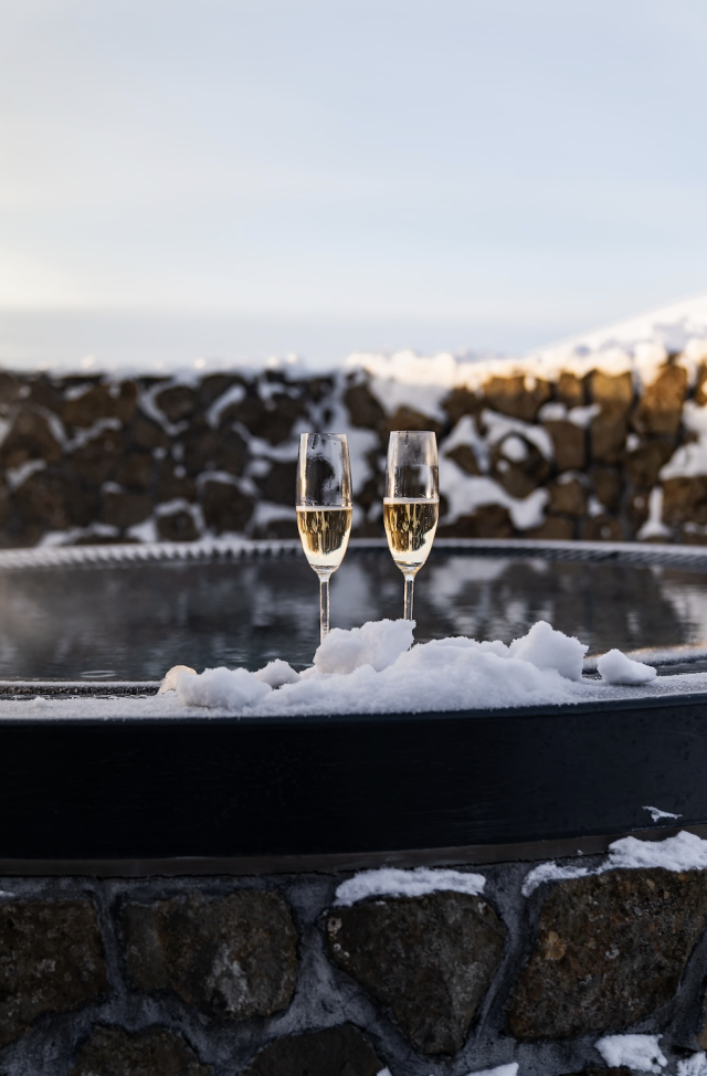 Or enjoy a glass in the hot tub 