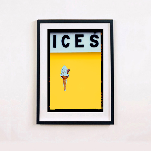 piece of artwork with ice cream on yellow background
