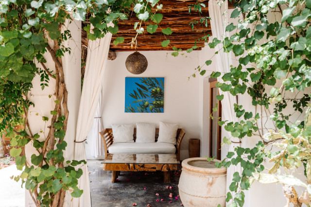 outdoor seating on hotel veranda