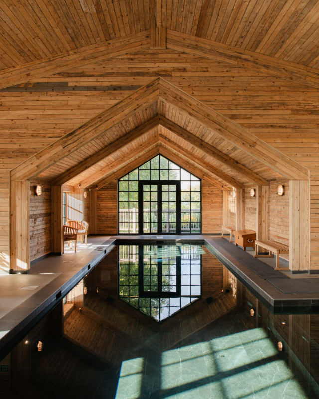 indoor swimming pool in wellness barn