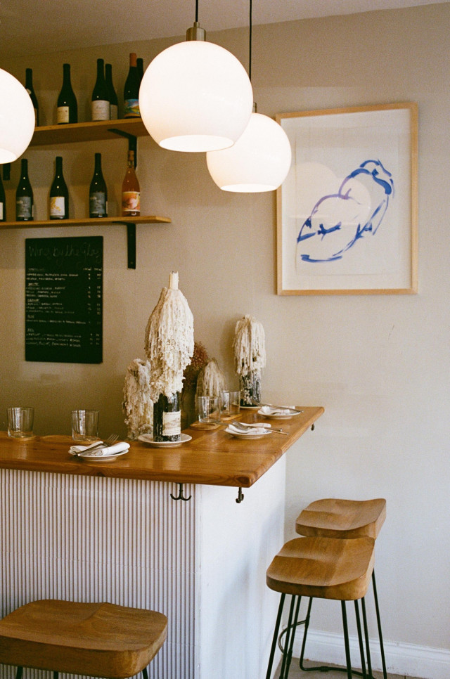 wine bar with counter top seating