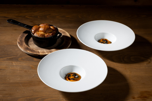 two dishes in restaurant at hotel das central