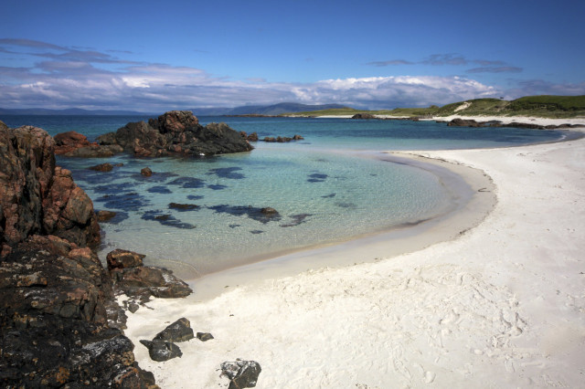 Iona beach with white sand and crystal-clear sea