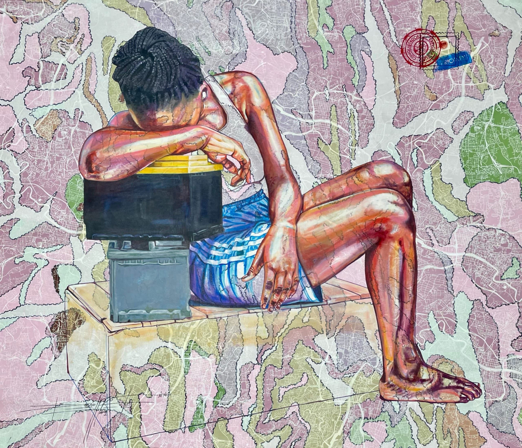 Jean David Nkot painting - girl crying