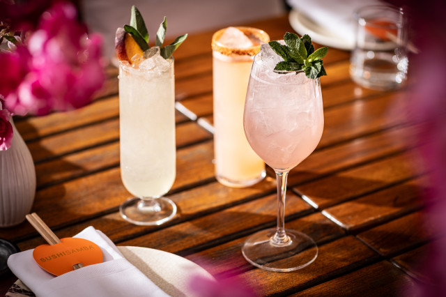 trio of sakura-inspired cocktails