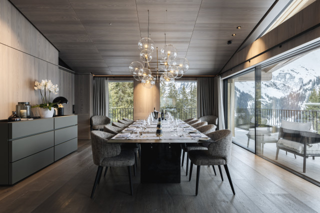 photo of dining room inside alpine chalet