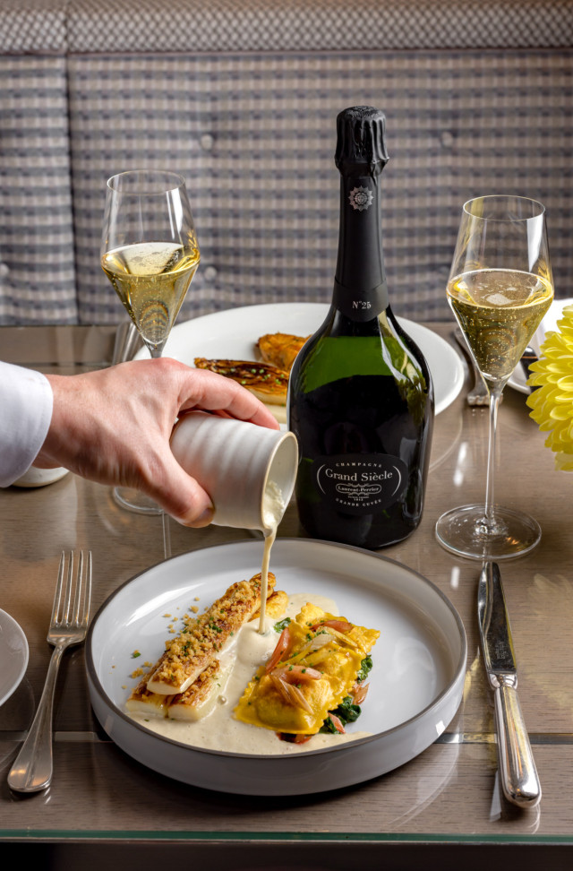 White Asparagus and Ricotta Ravioli with Laurent-Perrier Grand Siècle