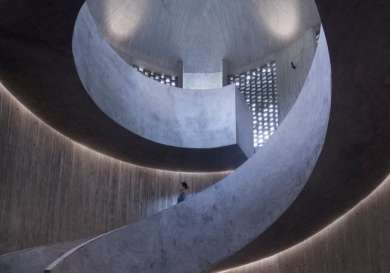 Spiral staircase in hotel.