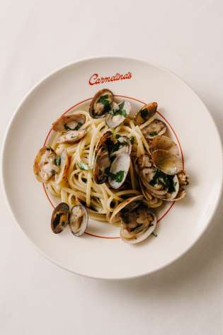 Bowl of spaghetti vongole at carmelina's .