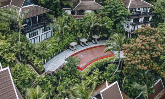 Aerial view of hotel in Thailand.