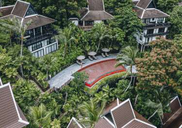 Aerial view of hotel in Thailand.