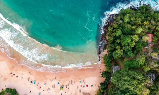 Aerial view of beach in Sri Lanka.