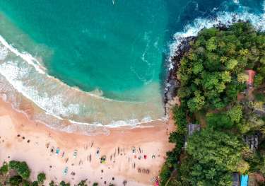 Aerial view of beach in Sri Lanka.