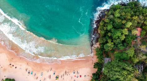 Aerial view of beach in Sri Lanka.