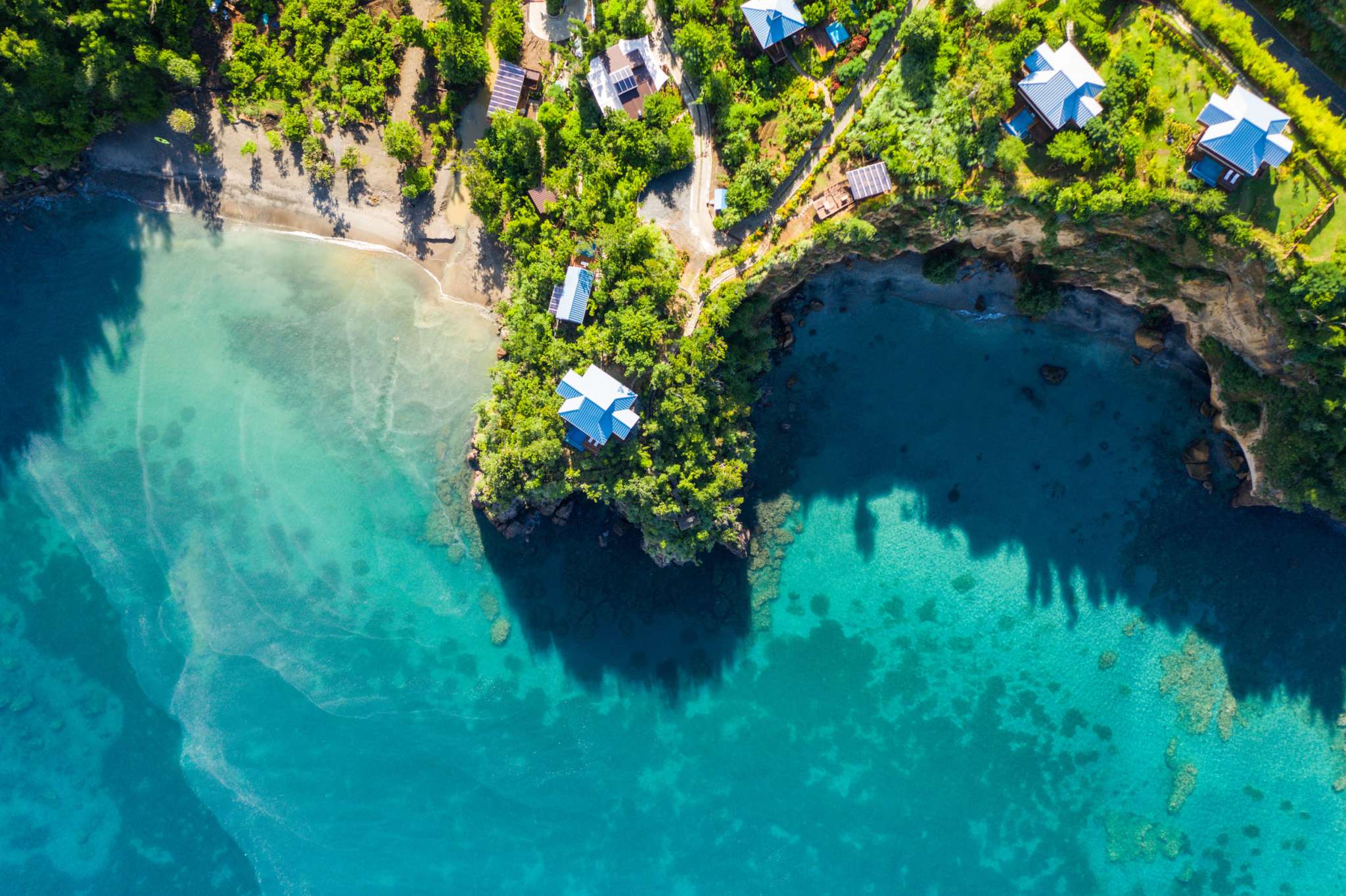 Aerial zabuco villas and beaches.