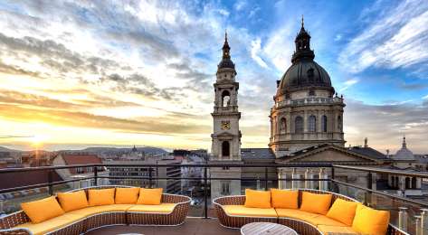 Rooftop bar at hotel aria, budapest .