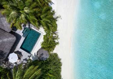 Aerial view of Baros Maldives.