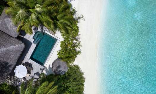 Aerial view of Baros Maldives.