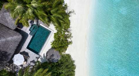 Aerial view of Baros Maldives.