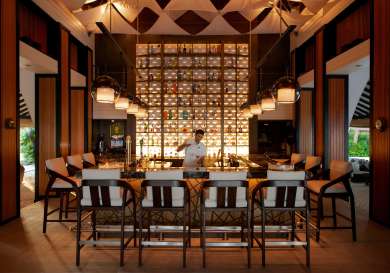 Bar inside maldivian restaurant.