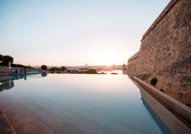 View of bastion pool at hotel in Malta.