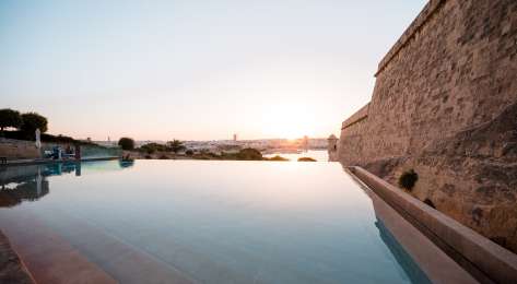 View of bastion pool at hotel in Malta.