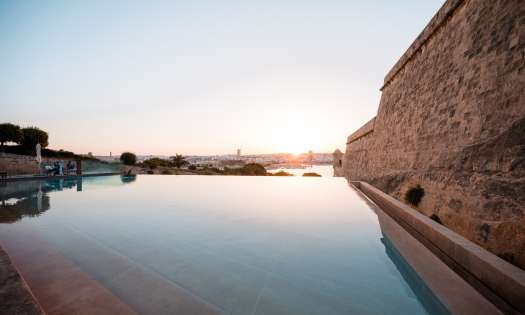 View of bastion pool at hotel in Malta.