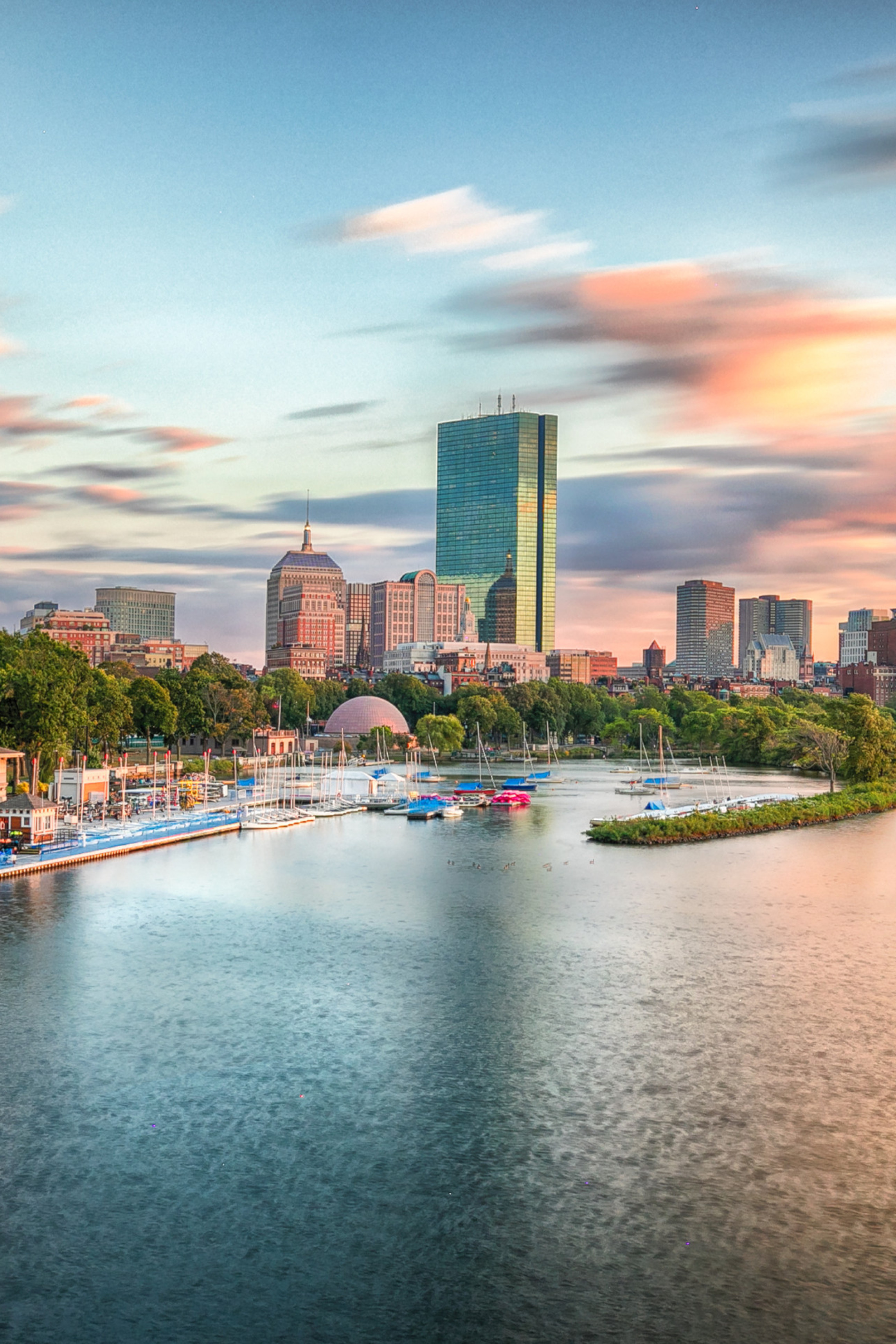 skyline view of boston over the water