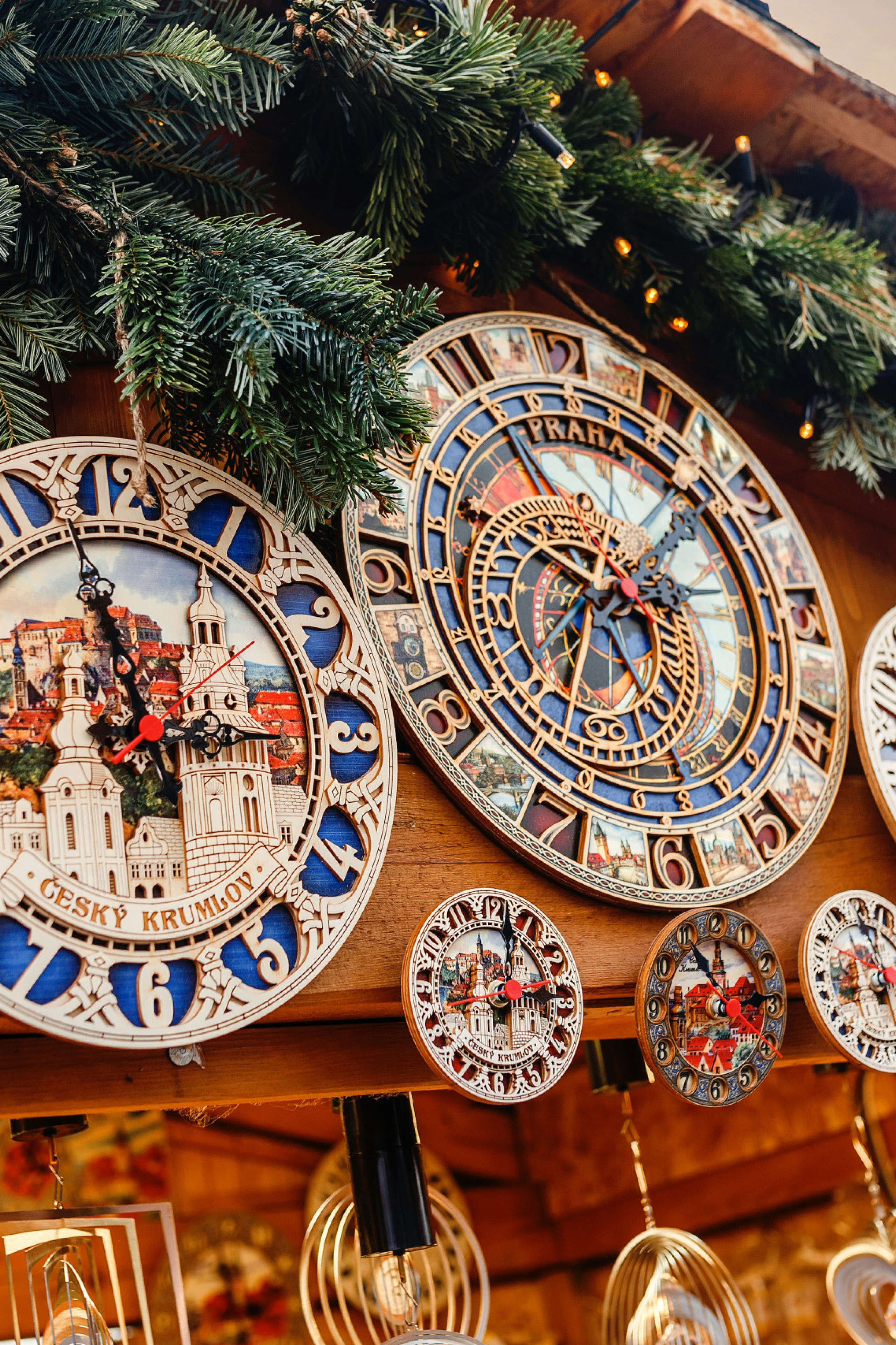 close-up photo of clocks at christmas market