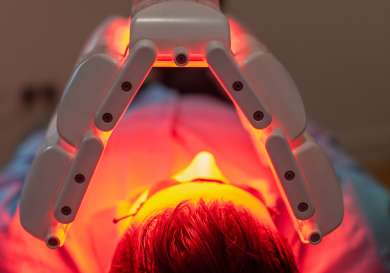 Person getting infrared treatment.