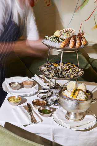 Photo of seafood platters .