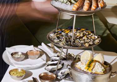 Photo of seafood platters .