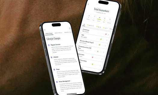 Photo of two phones displaying app .