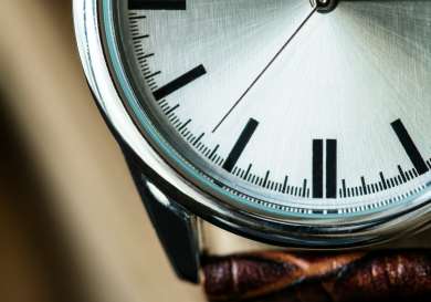 Close-up of watch face.
