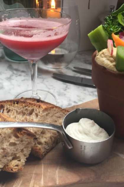 Dalloway Terrace: Modern British Cuisine Meets Nordic Woodland bread cocktail.
