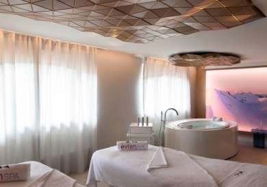 Spa area at evian resort .