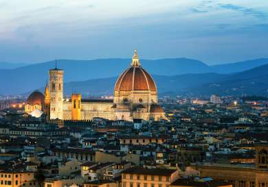View of florence at dusk .
