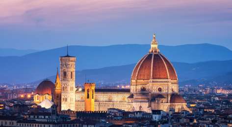 Sunset view of cathedral in florence.