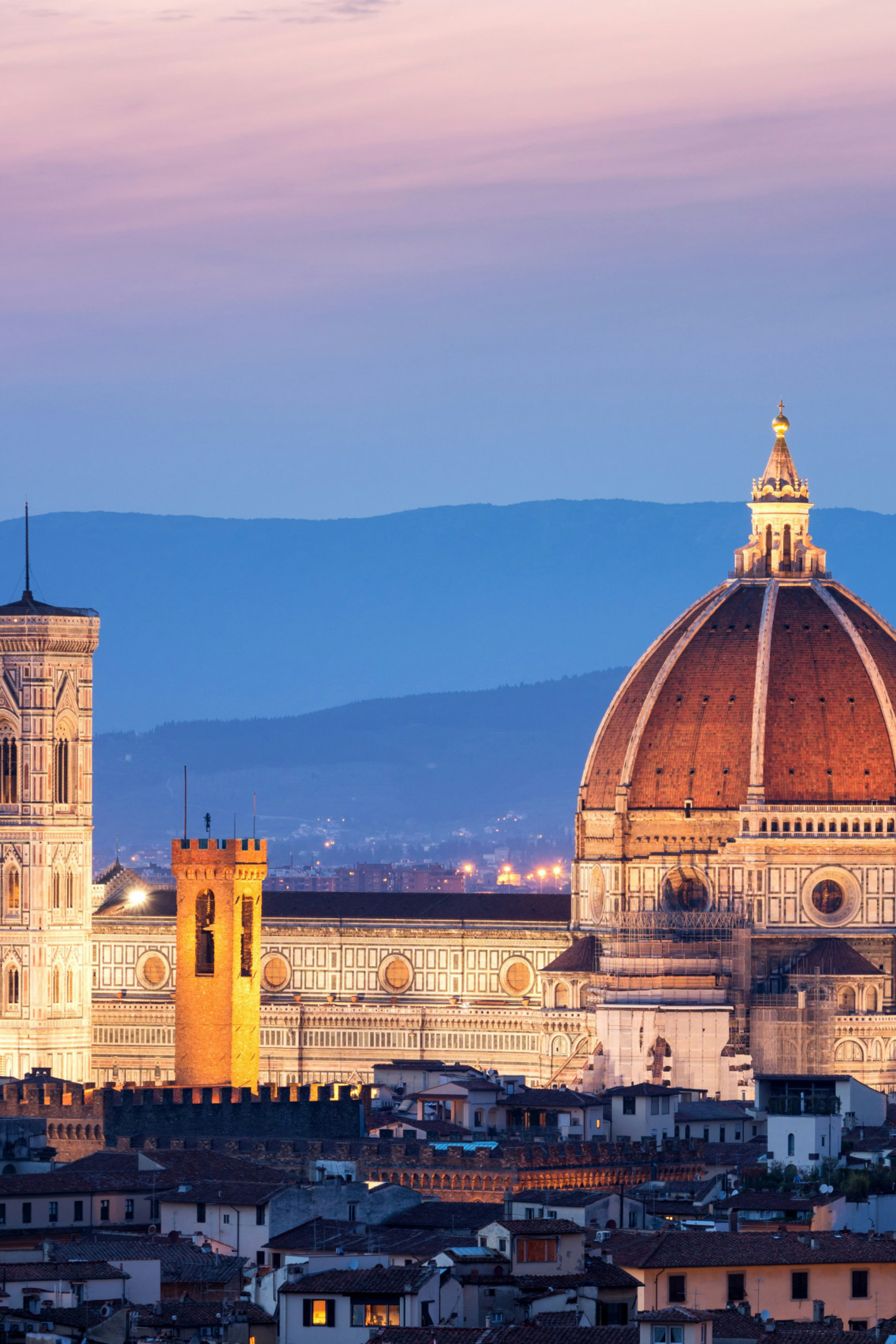 sunset view of cathedral in florence