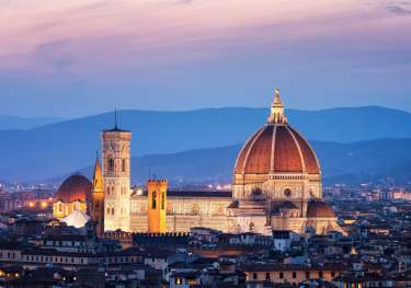 Sunset view of cathedral in florence.
