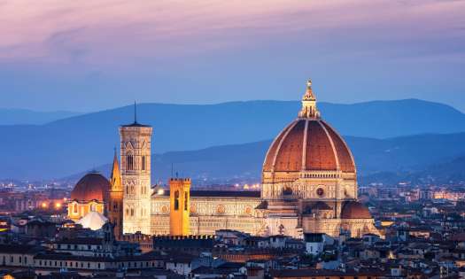 Sunset view of cathedral in florence.