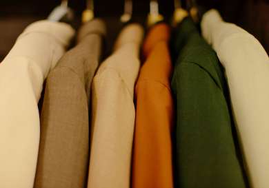 6 jackets on hangers.