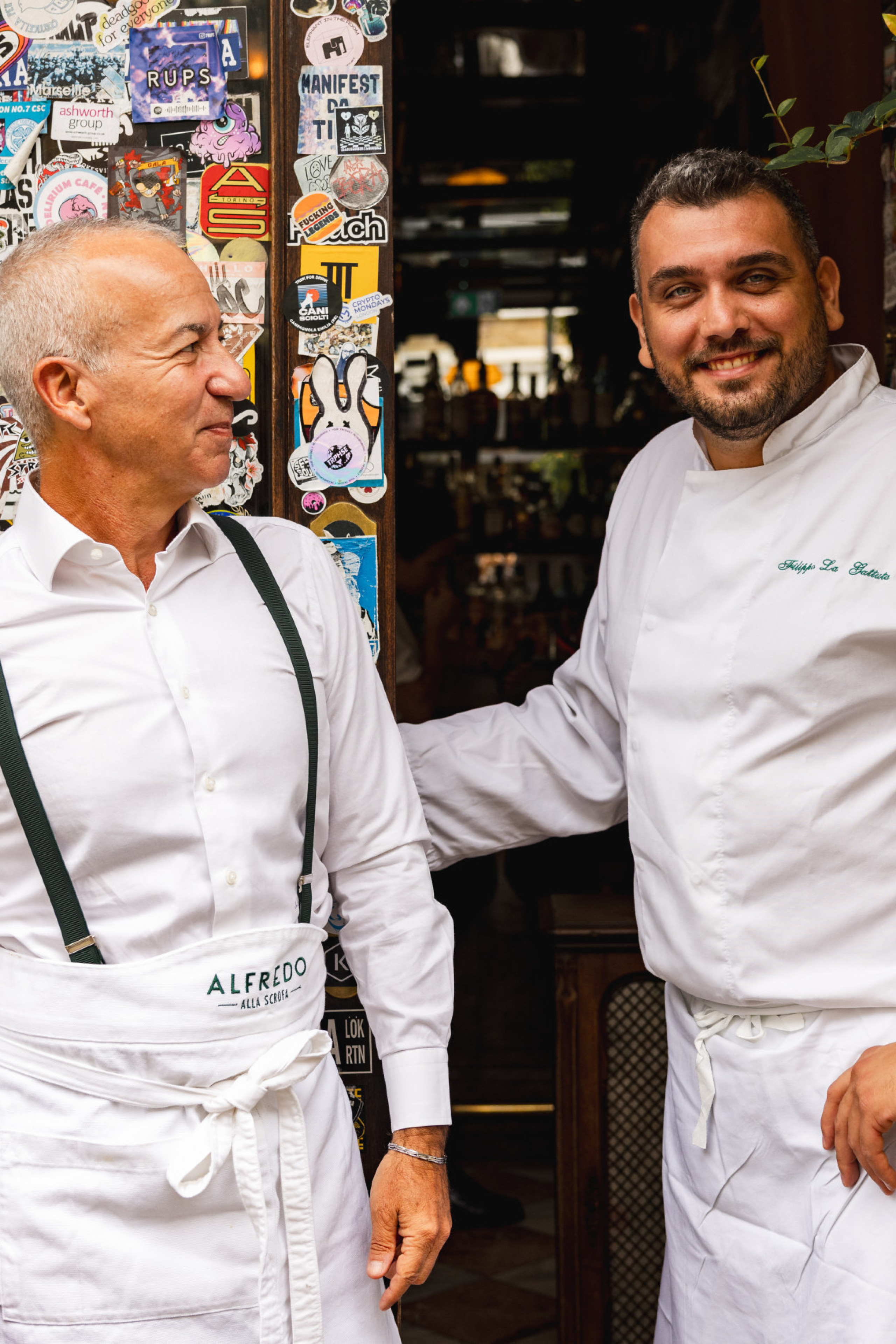 two people chatting outside shoreditch restaurant 