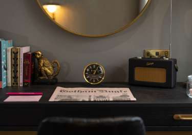 Desk in room at hotel gotham.