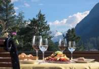 Grand hotel kronenhof   le pavillon meal with a view of val roseg.